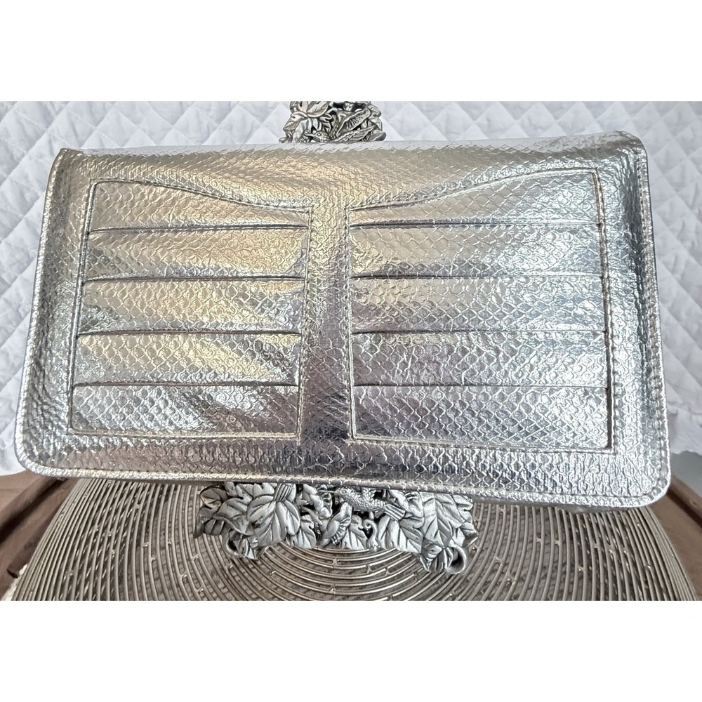 Vintage Prom/Wedding Silver Metallic Small Flat Envelope Clutch‎ Handbag